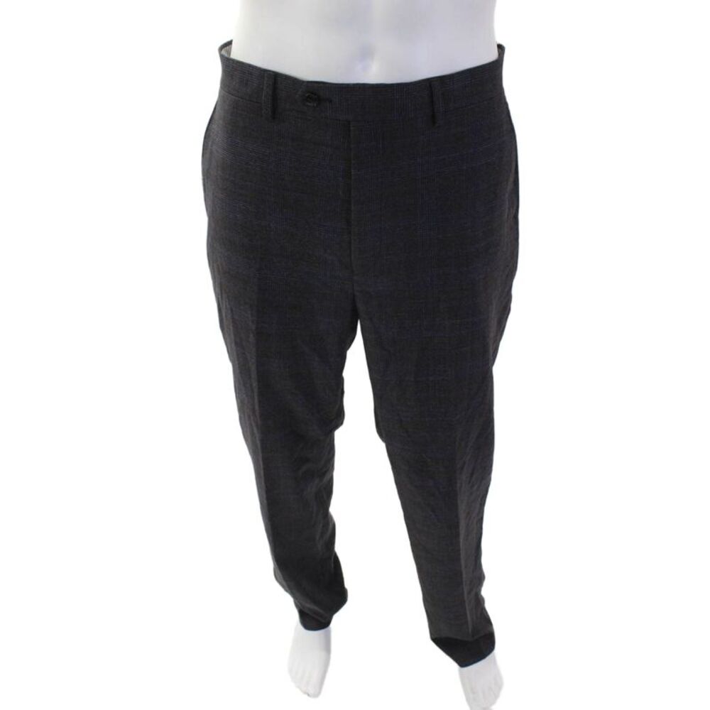 Michael Kors Men Dress Pants Dark Gray Plaid Size 34